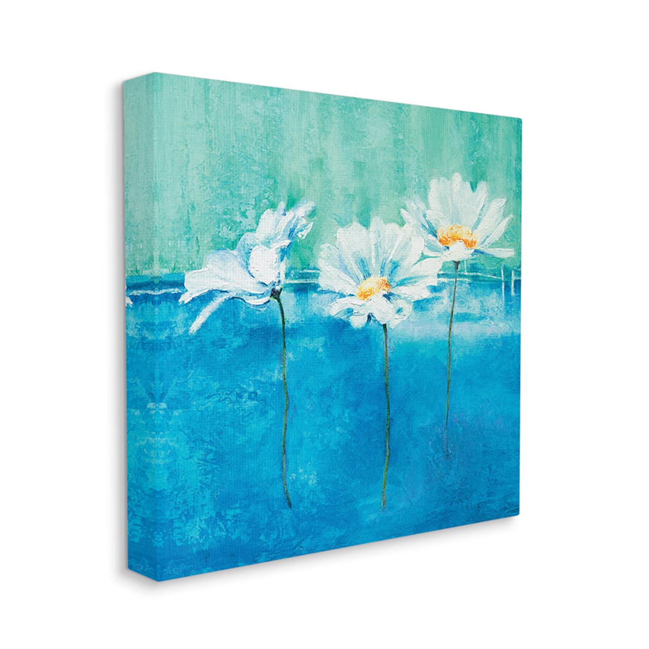 Stupell Industries Abstract Blue Color Pop White Daisy Floral Wall Art